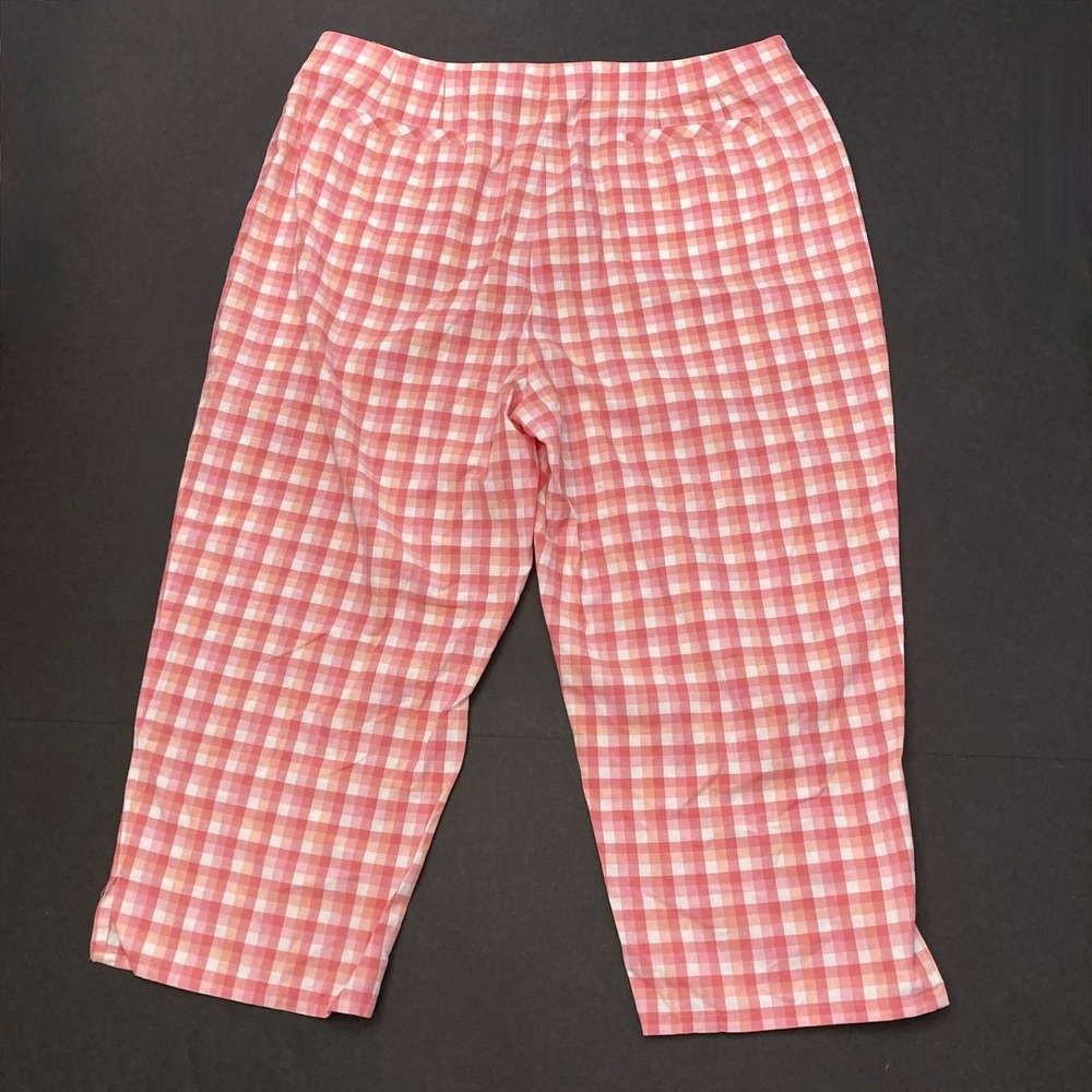 Liz Claiborne Pink Plaid Capri Pants 100% Cotton Womens 16 21" Inseam Vintage - Picture 2 of 7